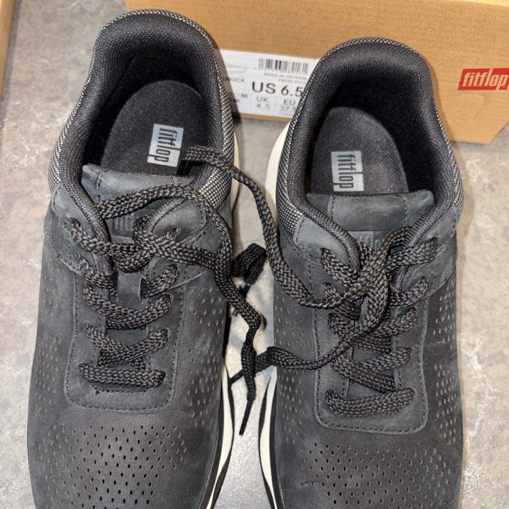 FitFlop Womens black nubuck Lace-Up Sneakers